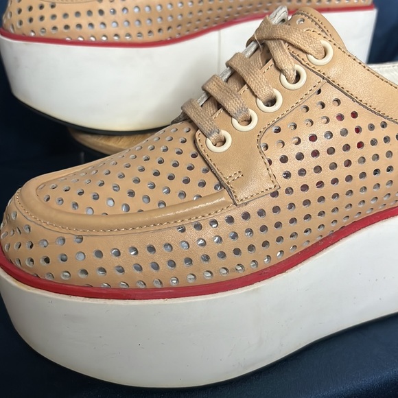 Jil sander Navy Platform Lace up Shoes size 9. Leather perforated shoe - Picture 5 of 8